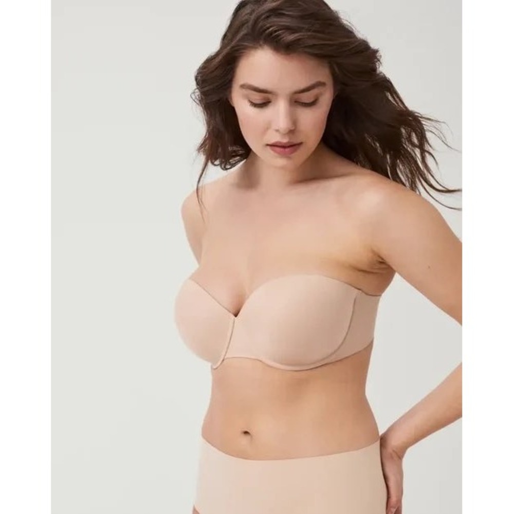 Spanx Strapless Bra 32D Underwire Tan Shapewear Neutral Everyday Event Nude